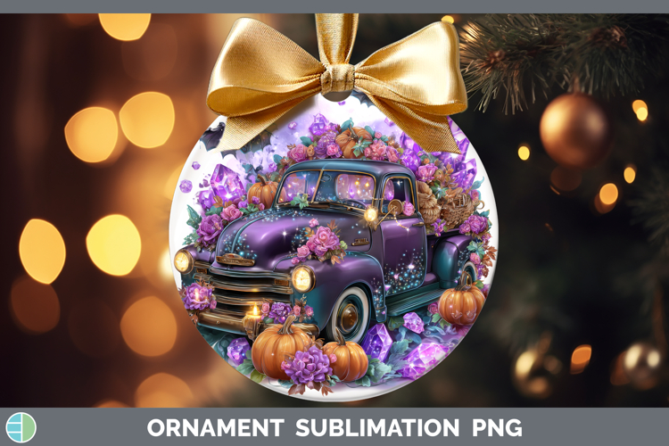 Best Sellers 02 Cute Halloween Vintage Truck Ornament Sublim