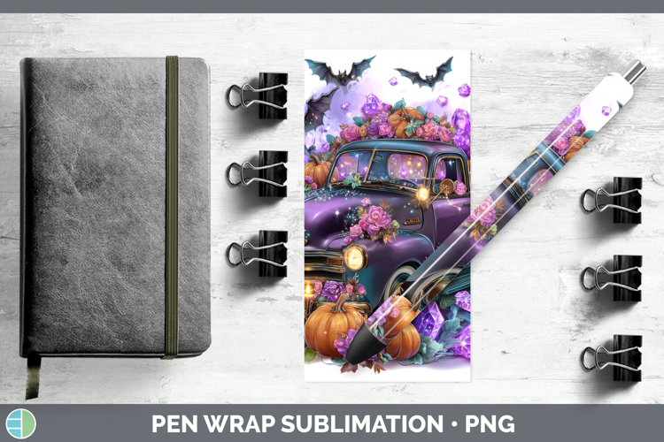 Best Sellers 02 Cute Halloween Vintage Truck Pen Wrap Sublim