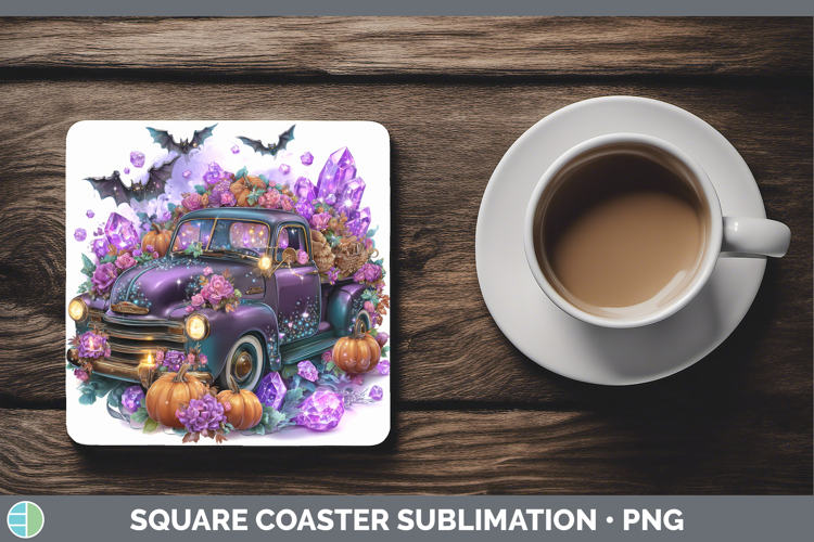 Best Sellers 02 Cute Halloween Vintage Truck Square Coaster