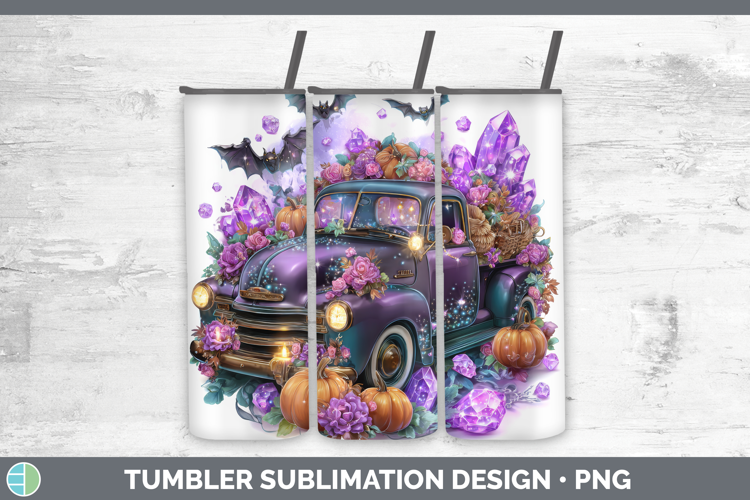 Best Sellers 02 Cute Halloween Vintage Truck Tumbler Sublima