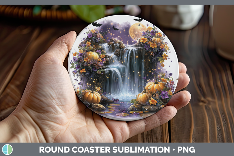 Best Sellers 02 Cute Halloween Waterfall Round Coaster Subli
