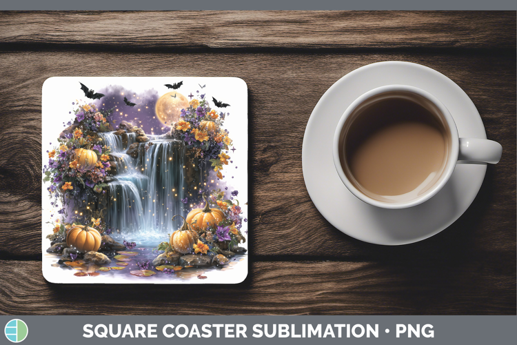 Best Sellers 02 Cute Halloween Waterfall Square Coaster Subl