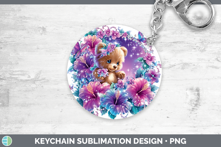 Best Sellers 02 Rainbow Summer Bear Keychain Sublimation Key