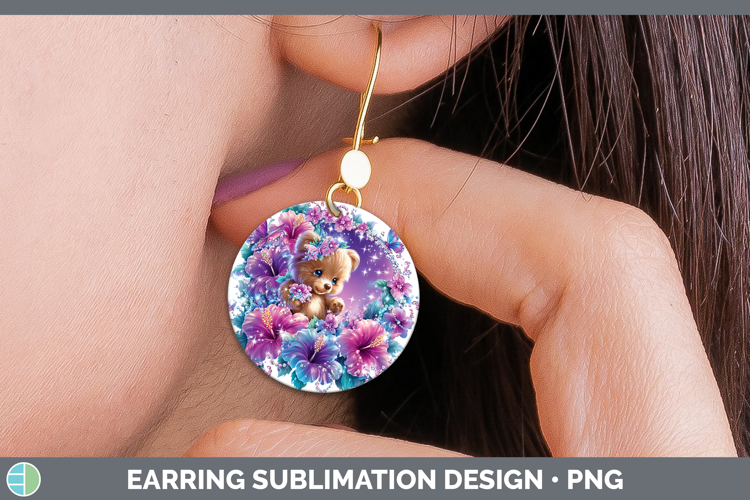 Best Sellers 02 Rainbow Summer Bear Round Earrings Sublimati