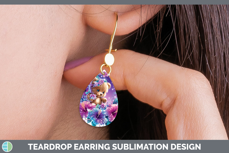 Best Sellers 02 Rainbow Summer Bear Teardrop Earrings Sublim