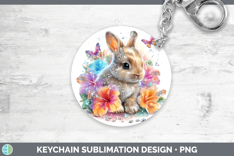Best Sellers 02 Rainbow Summer Bunny Keychain Sublimation Ke
