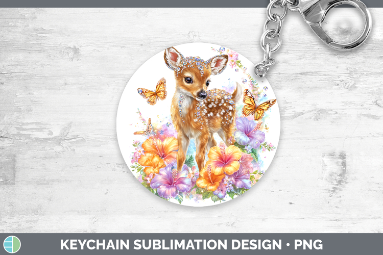Best Sellers 02 Rainbow Summer Deer Keychain Sublimation Key