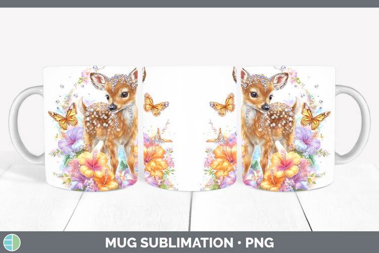 Best Sellers 02 Rainbow Summer Deer Mug Wrap Sublimation Cof