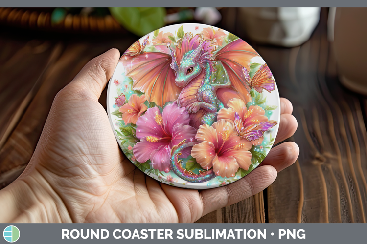 Best Sellers 02 Rainbow Summer Dragon Round Coaster Sublimat