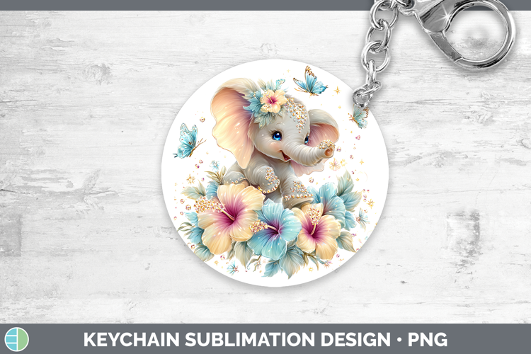 Best Sellers 02 Rainbow Summer Elephant Keychain Sublimation