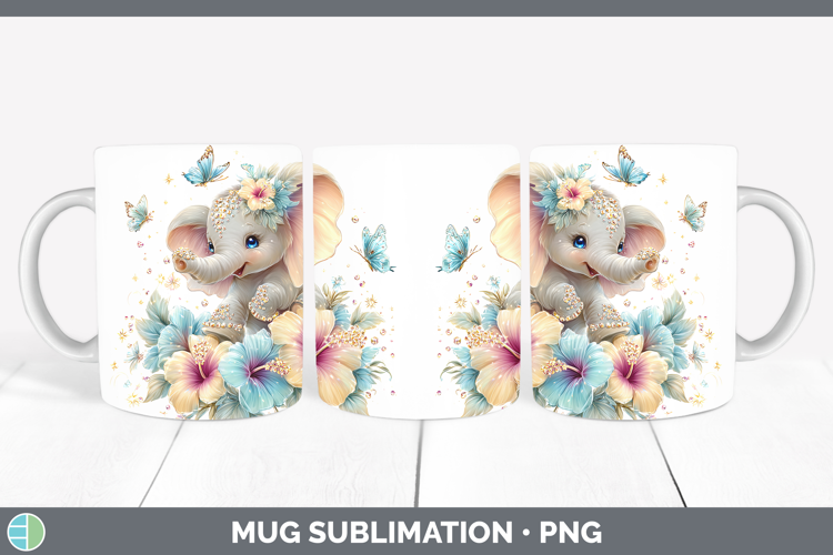 Best Sellers 02 Rainbow Summer Elephant Mug Wrap Sublimation