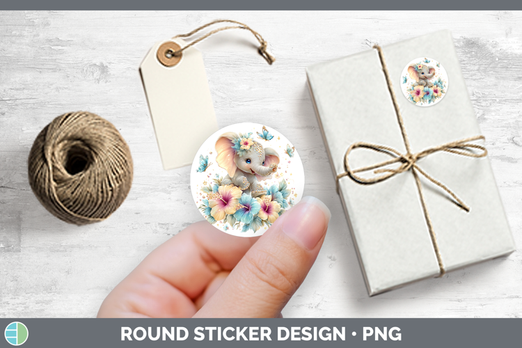 Best Sellers 02 Rainbow Summer Elephant Stickers | Round Lab