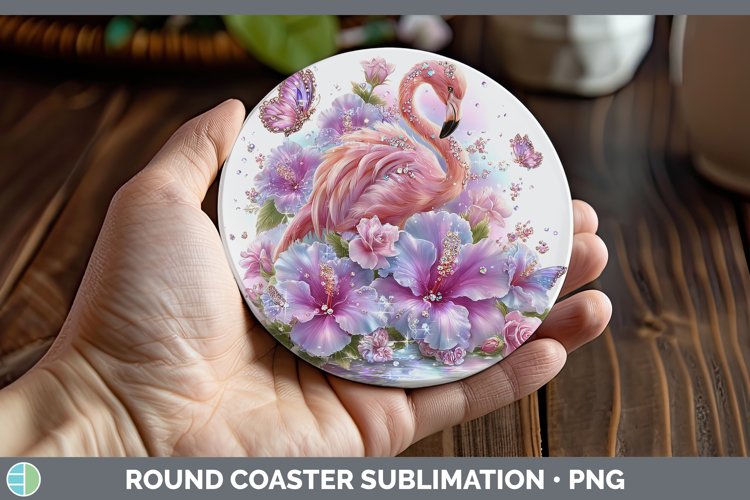 Best Sellers 02 Rainbow Summer Flamingo Round Coaster Sublim