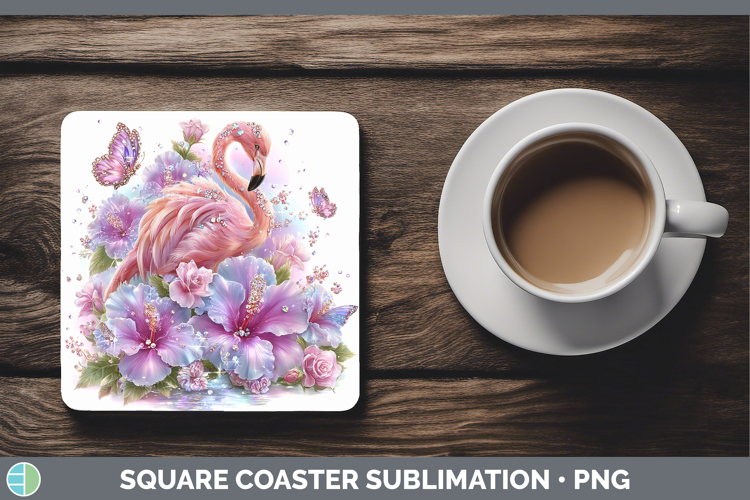 Best Sellers 02 Rainbow Summer Flamingo Square Coaster Subli