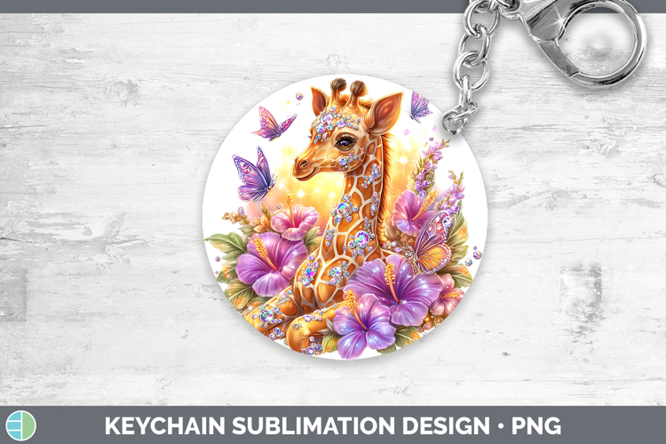 Best Sellers 02 Rainbow Summer Giraffe Keychain Sublimation