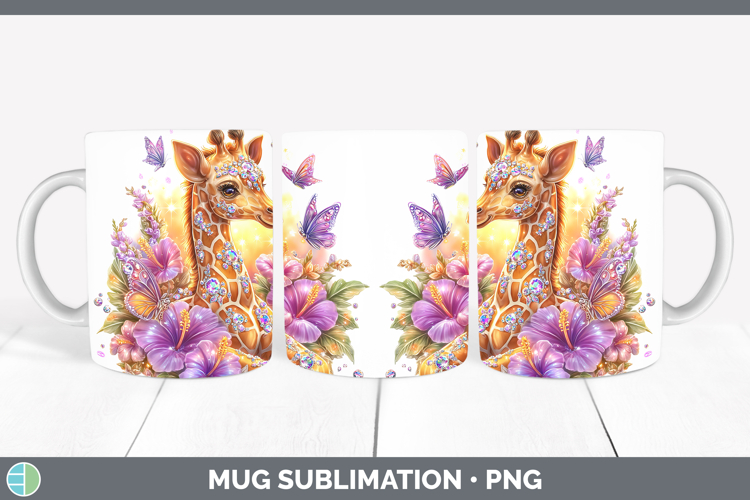 Best Sellers 02 Rainbow Summer Giraffe Mug Wrap Sublimation