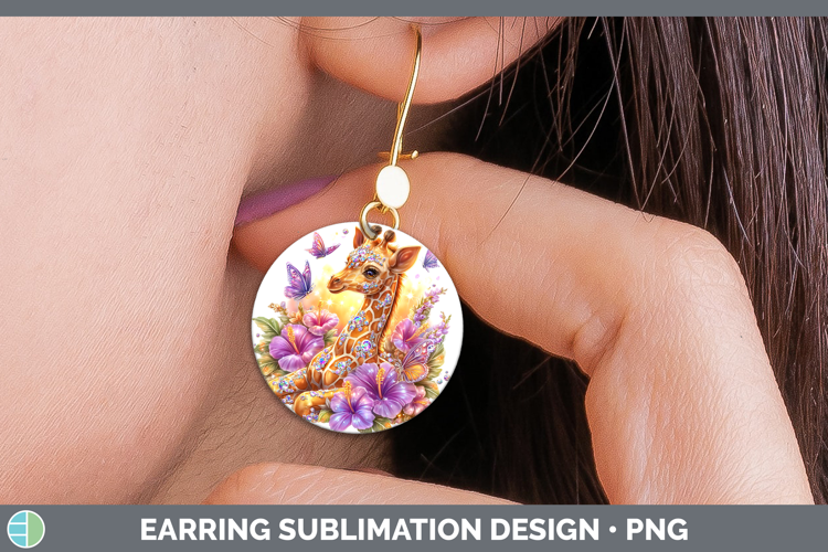 Best Sellers 02 Rainbow Summer Giraffe Round Earrings Sublim