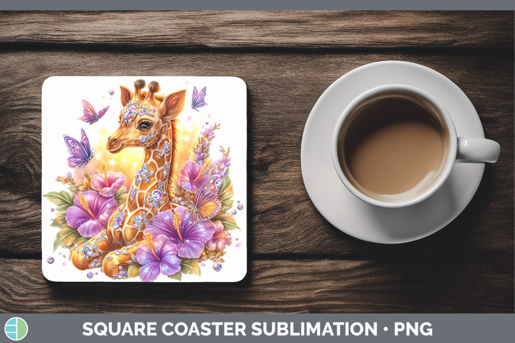 Best Sellers 02 Rainbow Summer Giraffe Square Coaster Sublim