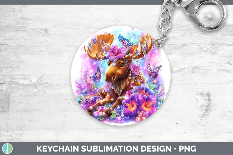 Best Sellers 02 Rainbow Summer Moose Keychain Sublimation Ke