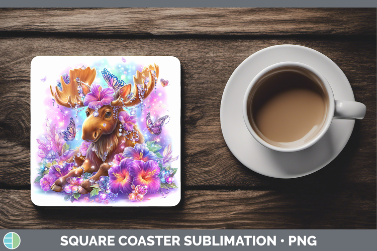 Best Sellers 02 Rainbow Summer Moose Square Coaster Sublimat