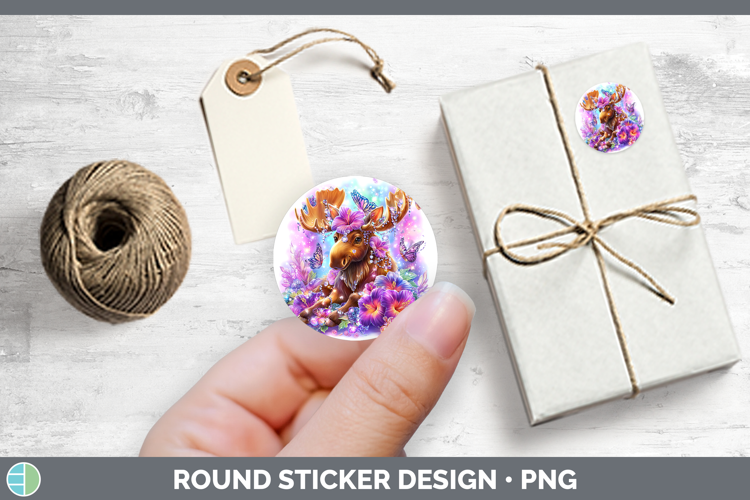 Best Sellers 02 Rainbow Summer Moose Stickers | Round Labels