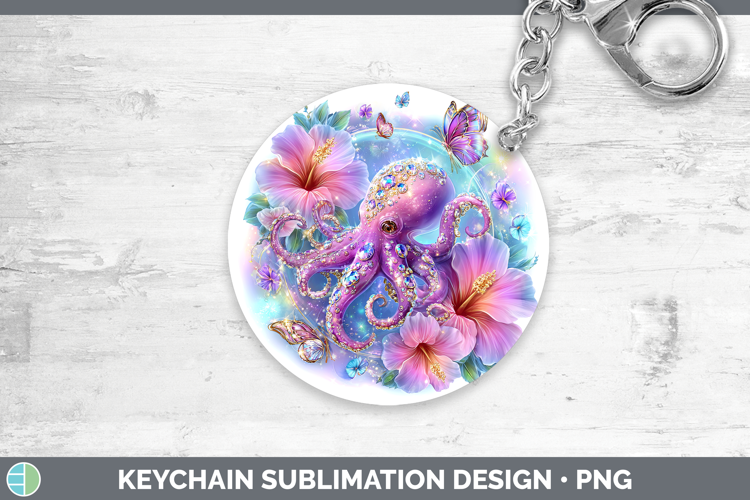 Best Sellers 02 Rainbow Summer Octopus Keychain Sublimation