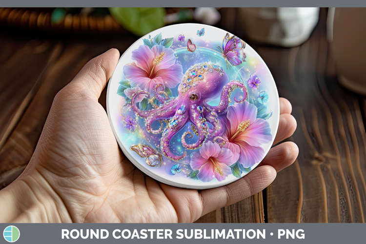 Best Sellers 02 Rainbow Summer Octopus Round Coaster Sublima