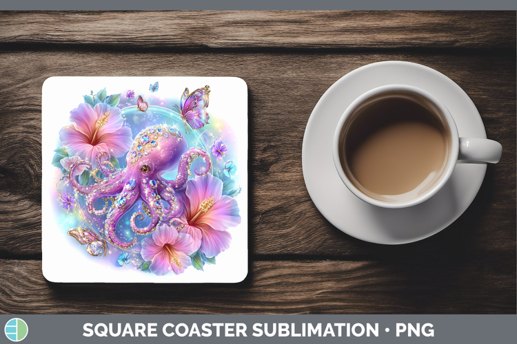 Best Sellers 02 Rainbow Summer Octopus Square Coaster Sublim