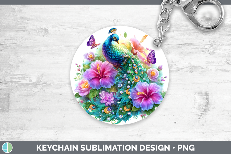 Best Sellers 02 Rainbow Summer Peacock Keychain Sublimation