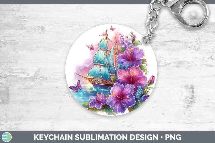 Best Sellers 02 Rainbow Summer Sail Boat Keychain Sublimatio