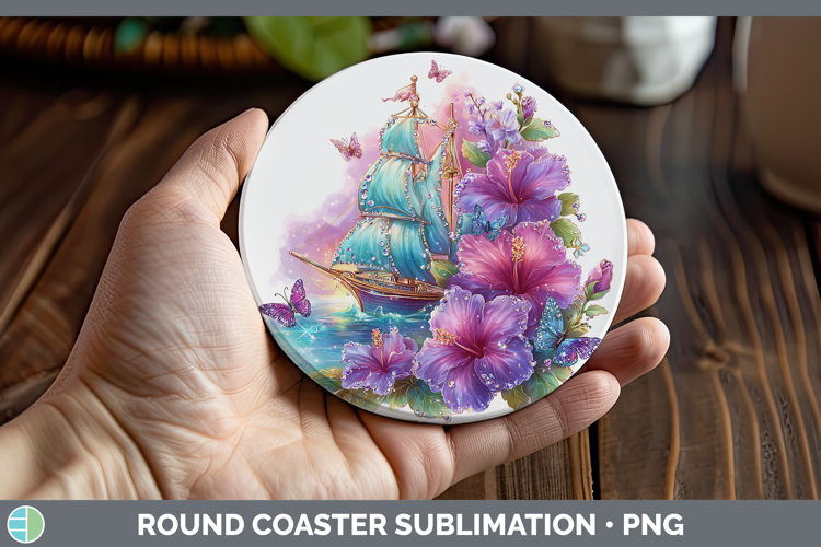 Best Sellers 02 Rainbow Summer Sail Boat Round Coaster Subli