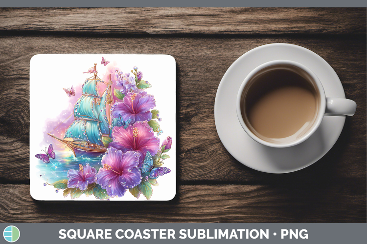 Best Sellers 02 Rainbow Summer Sail Boat Square Coaster Subl