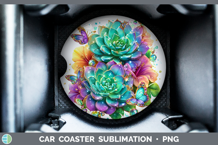 Best Sellers 02 Rainbow Summer Succulents Car Coaster Sublim