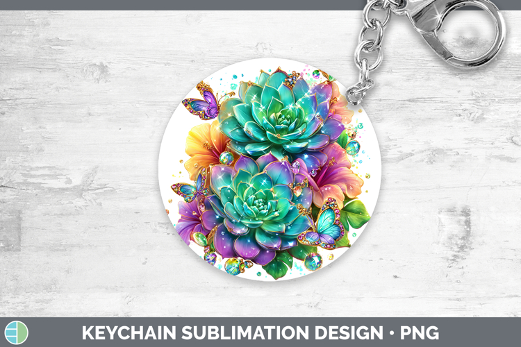 Best Sellers 02 Rainbow Summer Succulents Keychain Sublimati