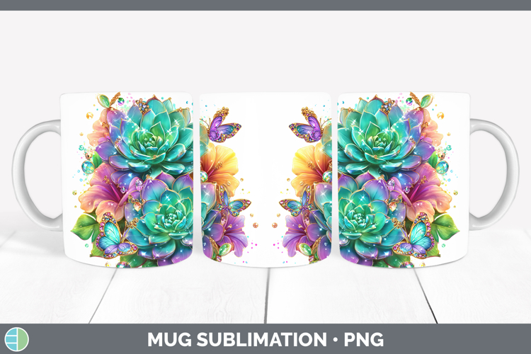 Best Sellers 02 Rainbow Summer Succulents Mug Wrap Sublimati