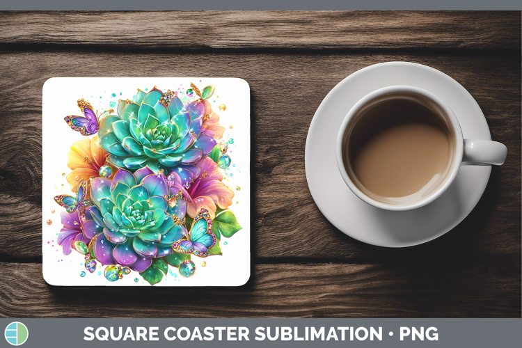 Best Sellers 02 Rainbow Summer Succulents Square Coaster Sub