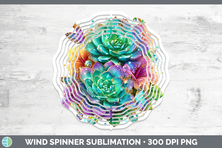 Best Sellers 02 Rainbow Summer Succulents Wind Spinner Subli