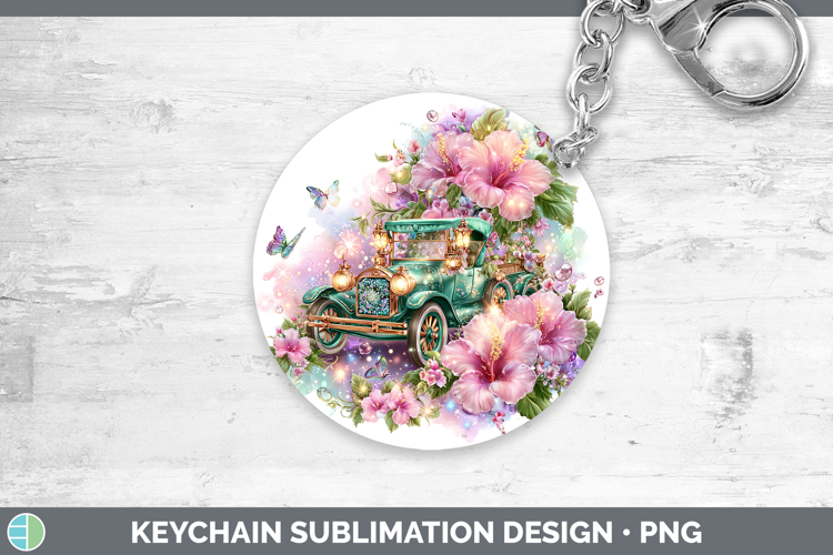 Best Sellers 02 Rainbow Summer Vintage Truck Keychain Sublim