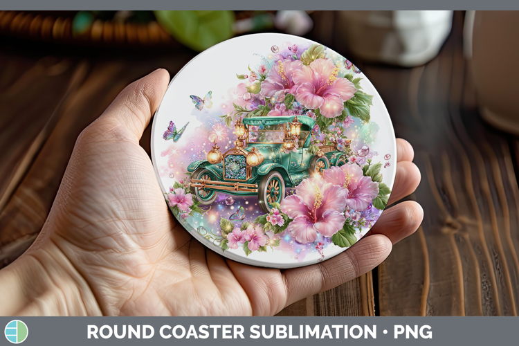 Best Sellers 02 Rainbow Summer Vintage Truck Round Coaster S
