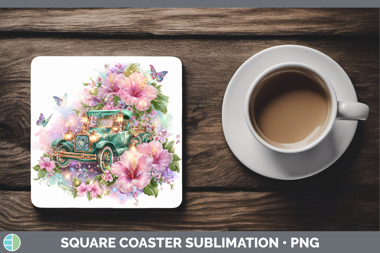 Best Sellers 02 Rainbow Summer Vintage Truck Square Coaster