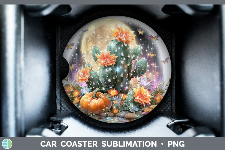 Best Sellers 03 Cute Halloween Cactus Car Coaster Sublimatio