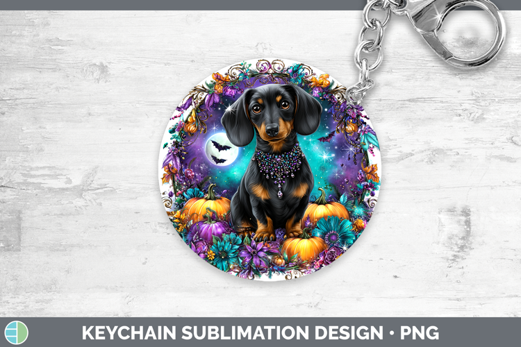 Best Sellers 03 Cute Halloween Dachshund Keychain Sublimatio