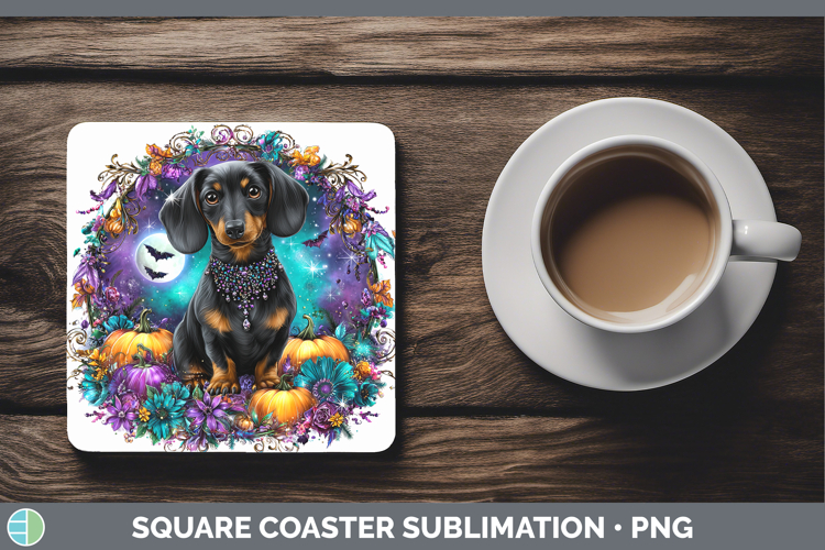 Best Sellers 03 Cute Halloween Dachshund Square Coaster Subl
