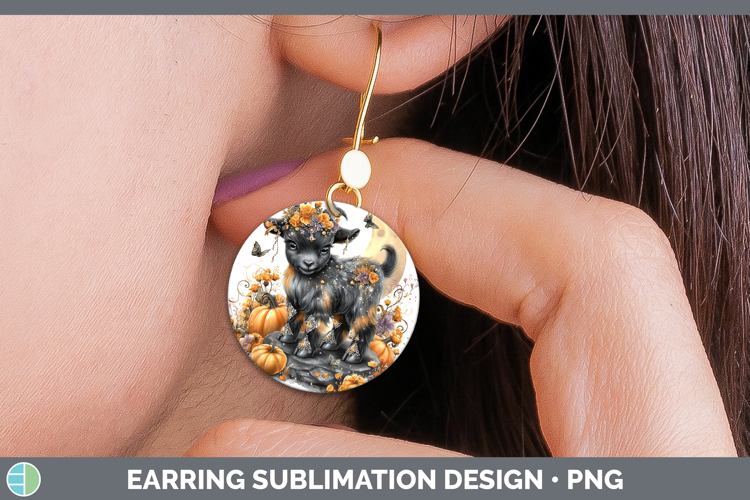 Best Sellers 03 Cute Halloween Goat Round Earrings Sublimati