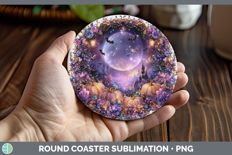 Best Sellers 03 Cute Halloween Landscape Round Coaster Subli