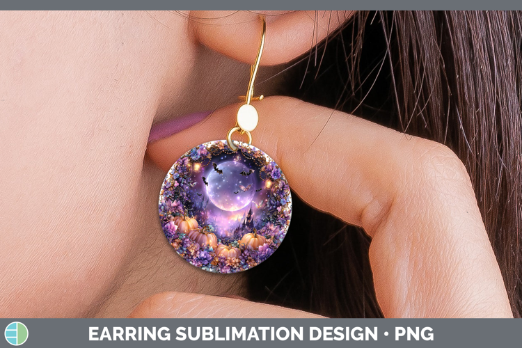 Best Sellers 03 Cute Halloween Landscape Round Earrings Subl