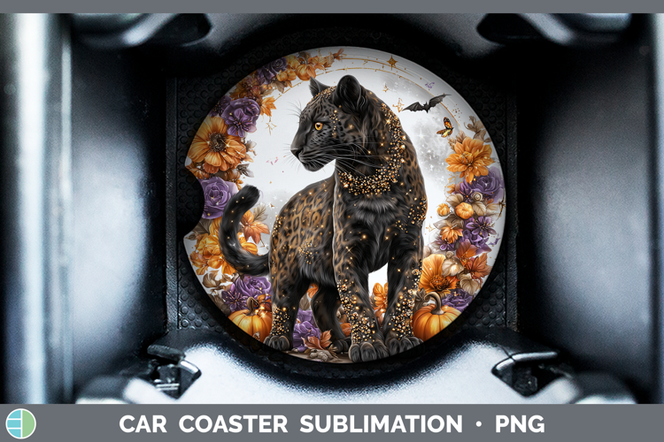 Best Sellers 03 Cute Halloween Leopard Car Coaster Sublimati