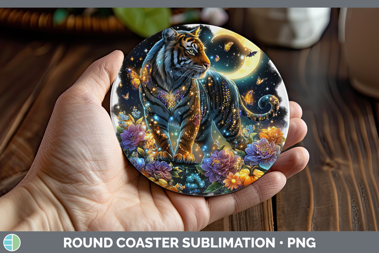 Best Sellers 03 Cute Halloween Tiger Round Coaster Sublimati
