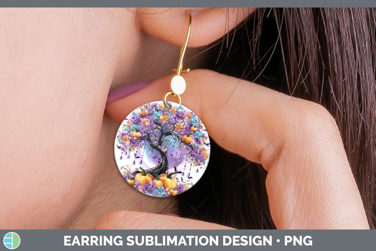 Best Sellers 03 Cute Halloween Tree of Life Round Earrings S