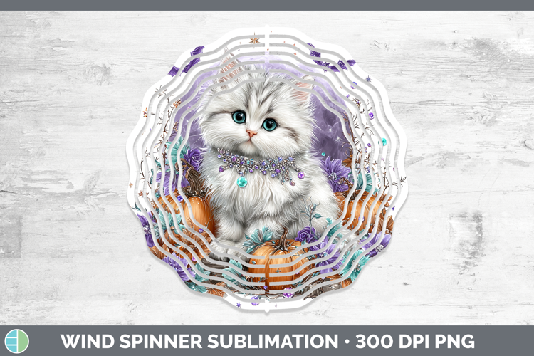 Best Sellers 03 Cute Halloween White Cat Wind Spinner Sublim